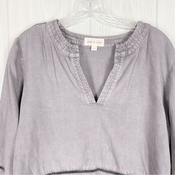 Cloth & Stone | Ladder Trimmed Peplum Blouse Size Medium - Picture 3 of 9